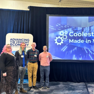 Patricia A Hannaford Career Center being acknowledged for their mobility device for children with disabilities at the 2025 Coolest Thing Made in Vermont Awards