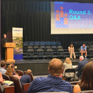 A finalist presents at the 2026 National Civics Bee Vermont State Finals