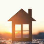 Outline of a house with sunlight coming through