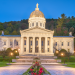Vermont State House in Montpelier at Dusk in Autumn