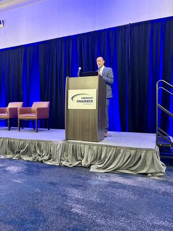 Kevin Chu presenting at the 2025 Vermont Solutions Summit