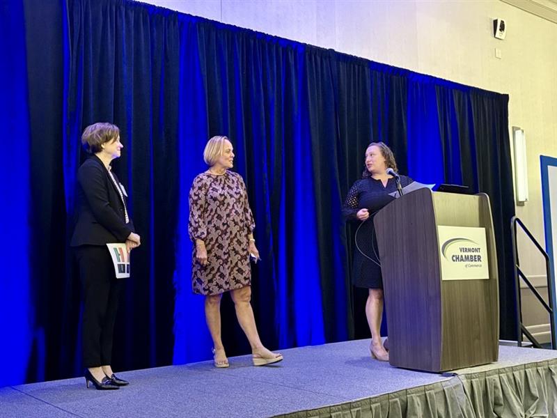Elizabeth Mauch, Mary Anne Sheahan and Amy Spear at the 2025 Vermont Solutions Summit