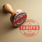 A picture of a stamp that says "Tariffs" in red ink