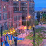 Downtown Burlington at dusk