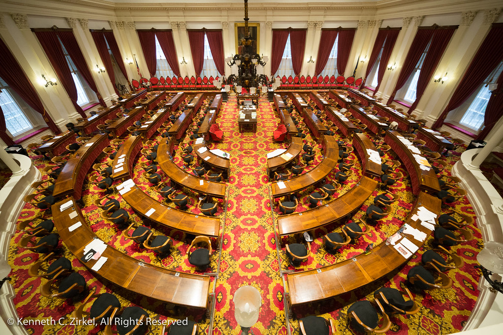 A picture of the chamber at the Vermont State House